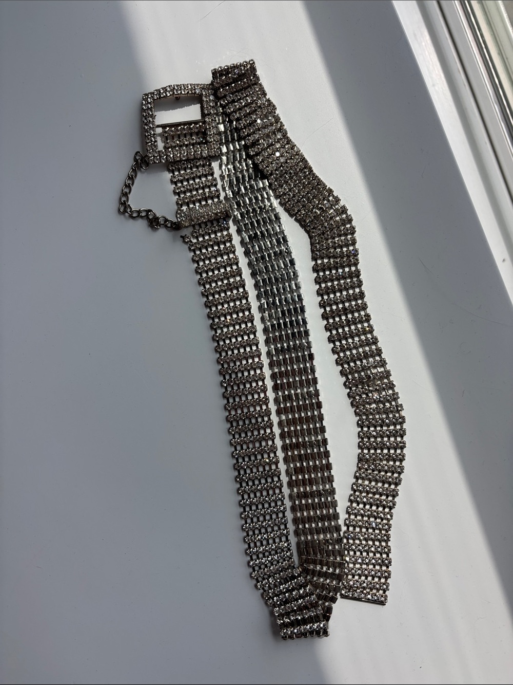 Brandy Melville Silver Rhinestone Chain Belt